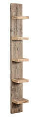 vertical shelf in rough boards with shelves. isolated white background