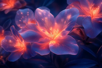 Glowing Flowers Illuminated With Internal Light