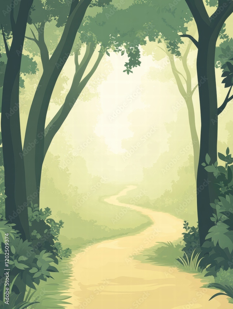 Aufkleber Forest trail winding through tall trees creating a serene path for nature lovers and hikers. Generative AI