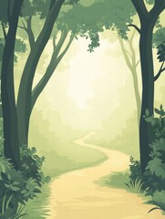 Fototapeta premium Forest trail winding through tall trees creating a serene path for nature lovers and hikers. Generative AI