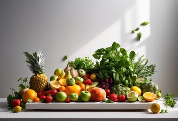 levitation fresh ingredients like herbs minimalist background captivating visual appeal, fruits, vegetables, cooking, design, visuals, aesthetics