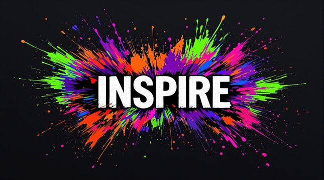 Unveiling Inspiration: Bold 'INSPIRE' Text Emerging from a Burst of Vibrant Stunt Colors