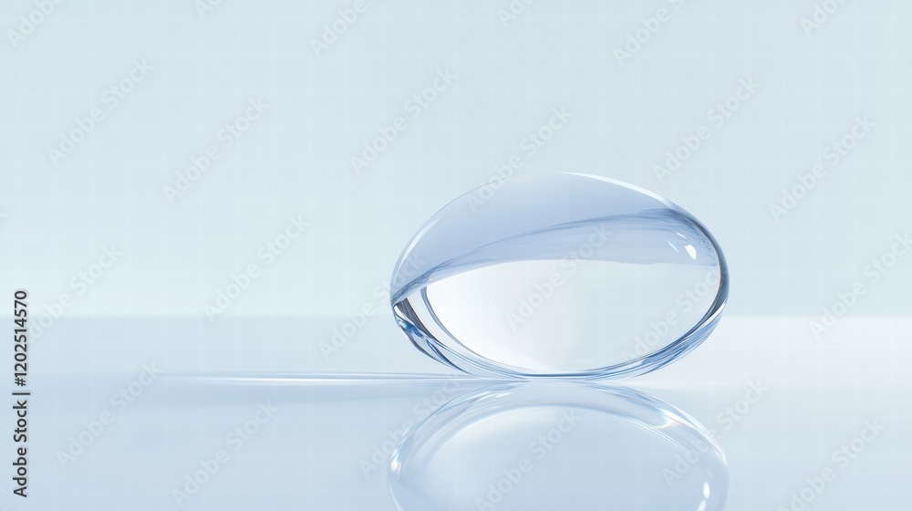 Leinwandbilder clear glass droplet resting on a smooth surface reflecting light in a calm atmosphere. generative ai