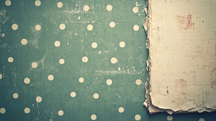 Vintage Green Polka Dot Background with Aged Paper Texture