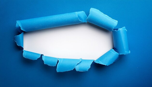 Blue torn sheet of paper with whole space for text