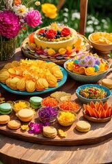 vibrant display colorful snack foods featuring variety crunchy sweet savory bites every occasion, appetizer, bake, buffet, candy, cheese, container, dessert