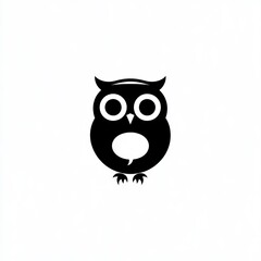 Fototapeta premium Cartoon owl speaking, white background, communication concept, children's book illustration