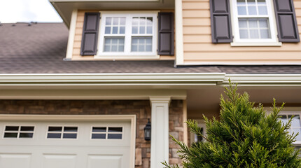Obraz premium Dream House Exterior: Stunning Home Design with Brick and Stone Accents