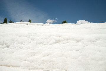 geological calcite structure and blue sky