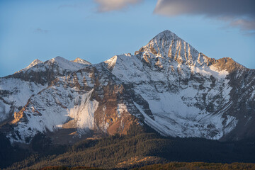 Fototapeta premium USA, Colorado, Uncompahgre National Forest. Wilson Peak at sunrise.