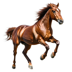 Naklejka premium running brown horse isolated on transparent background cutout