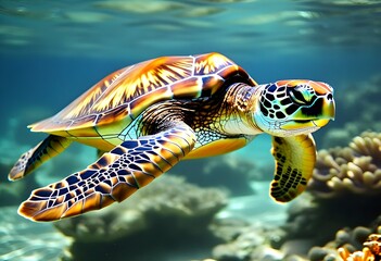sea turtle swimming