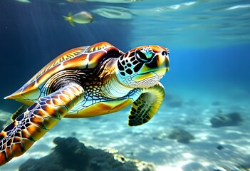 Fototapeta premium green sea turtle swimming