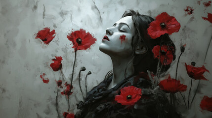 beautiful woman in the garden with flowers 