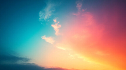 Naklejka premium A serene gradient background smoothly transitioning from light teal to peach, creating a calm, modern, and minimalistic atmosphere with a blurred space for captions or text