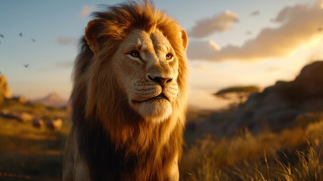 Majestic lion sunset savanna Africa wildlife documentary (3)