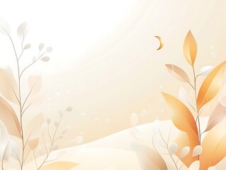 Serene Autumnal Landscape With Crescent Moon And Branches