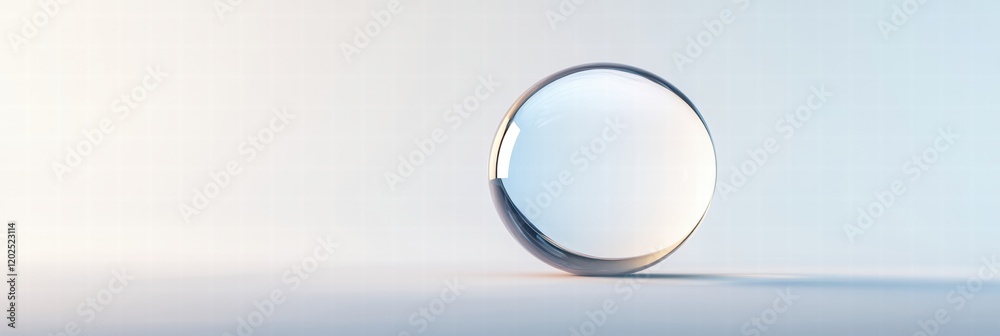 Fototapete clear glass sphere resting on a smooth surface with subtle light reflections and a minimalistic back