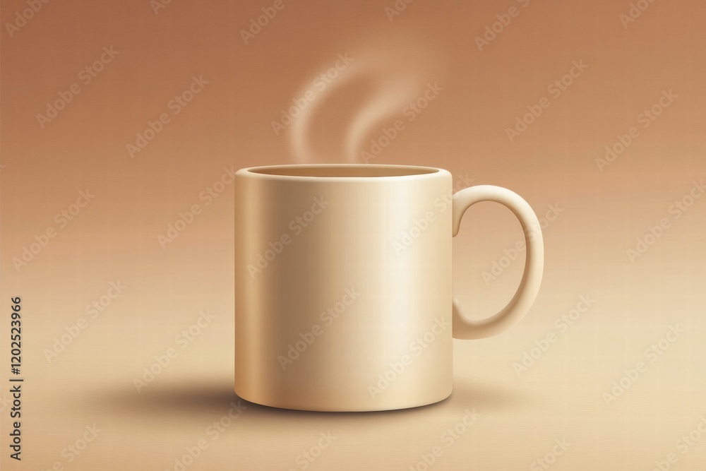 Aufkleber Steaming cup of coffee on a warm neutral background with soft textures and colors creating a cozy atmosphere. Generative AI