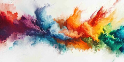Fototapeta premium Colorful powder explosion on white background