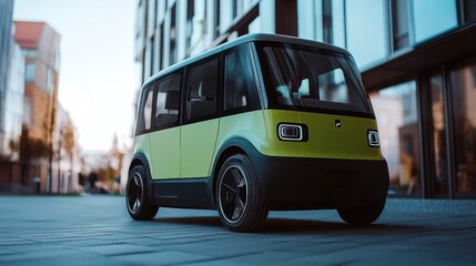 Obraz premium Hyperlocal electric car sharing service, featuring an all-green fleet catering to senior communities with ease-of-use technology