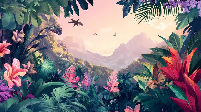Vibrant transformation eco sensitive areas showcasing lush majestic rich ecosystems thriving wildlife harmonious symphony nature, aesthetic, botanical. Harmonious Nature Symphony. Illustration