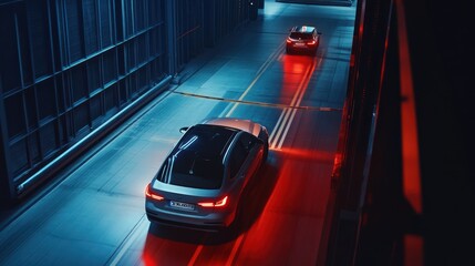 Intelligent cars with advanced safety systems, showcasing collision avoidance in a test environment