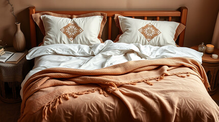 Cozy Bedroom Interior Design: A Serene and Relaxing Atmosphere. Discover the perfect balance of comfort and style in this beautifully decorated bedroom.