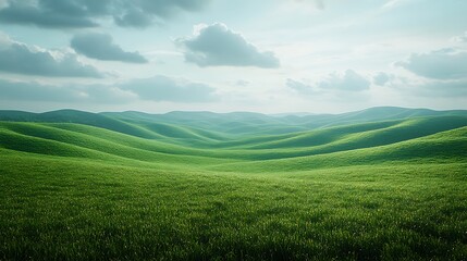Fototapeta premium Serene Rolling Green Hills Landscape Photography