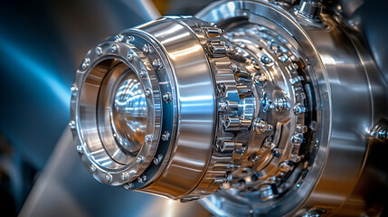 Close-up of wind turbine details at a wind farm showcasing renewable energy in motion with photorealistic lighting and modern blurred background highlighting green energy innovation

