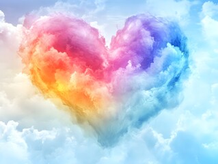 Fototapeta premium beautiful colorful valentine day heart in the clouds as abstract background