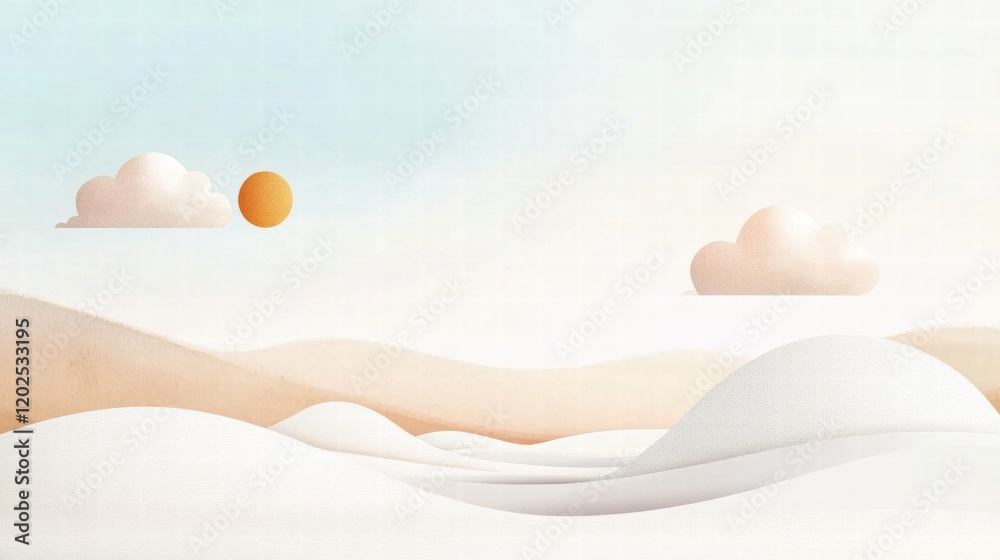 Aufkleber nature inspired planner layout featuring abstract elements of sun, clouds, and mountains for daily o