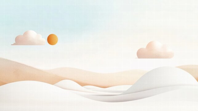 Nature inspired planner layout featuring abstract elements of sun, clouds, and mountains for daily organization. Generative AI