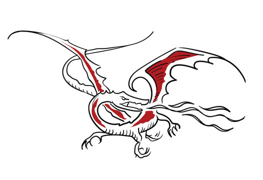 Montain dragon - Rings Lord - Middle earth , One Ring - vector art