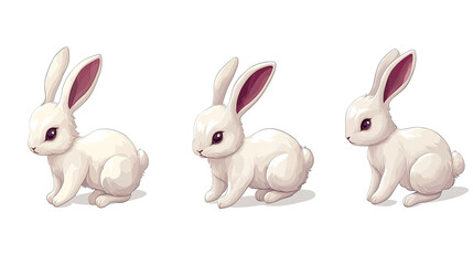 Obraz premium Cute White Bunnies Displayed in Playful Poses Generative AI
