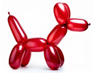 Bright party balloon dog figure isolated on the white background