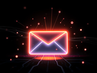 Naklejka premium Neon Envelope Graphic for Digital Communication
