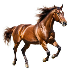 Obraz premium running brown horse isolated on transparent background cutout