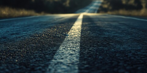 Textured asphalt road with white dashed line
