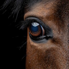 Naklejka premium Close-up of a brown horse's eye