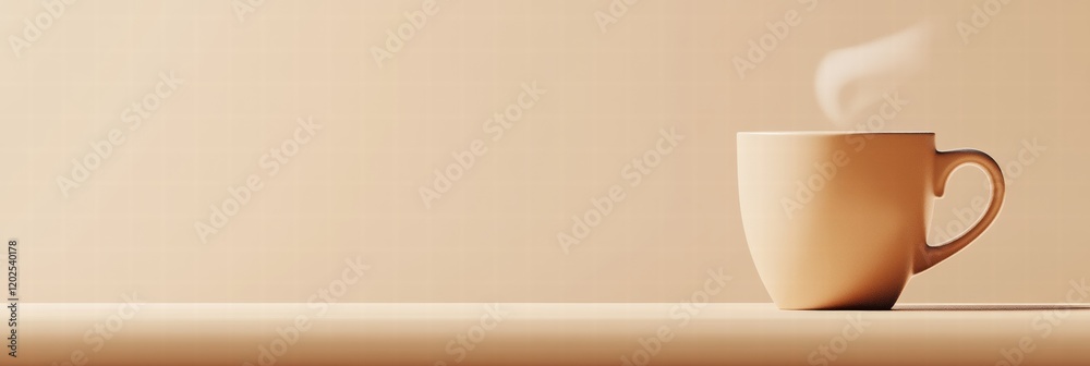 Aufkleber warm cup of steaming drink on a simple table in soft natural light evoking a cozy morning atmosphere