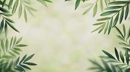 Fototapeta premium A green leafy background with white space in the center for text or image
