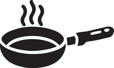Frying pan icon silhouette vector with white background 