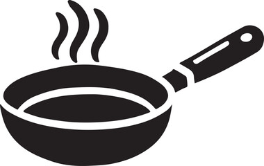 Frying pan icon silhouette vector with white background 