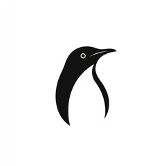 Elegant penguin profile, white background,  wildlife illustration, logo design