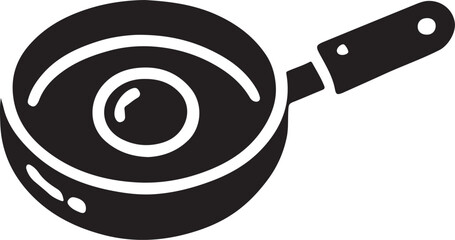 Frying pan icon silhouette vector with white background 