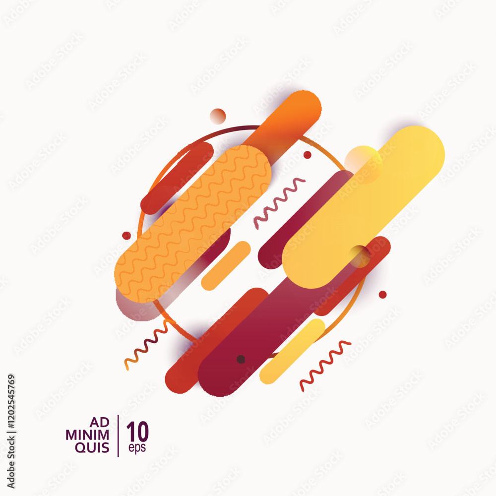 Poster Rounded shapes geometric background with gradient composition