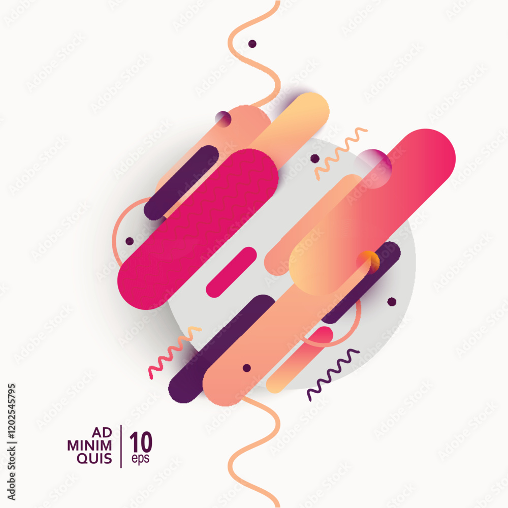 Leinwandbilder Rounded shapes geometric background with gradient composition. Minimalistic motion design