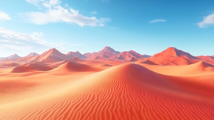 Fototapeta premium Vast Expanse of Orange Sand Dunes Under a Clear Blue Sky in a Desert Landscape During Daylight Hours