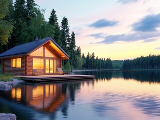 Fototapeta premium house on the lake